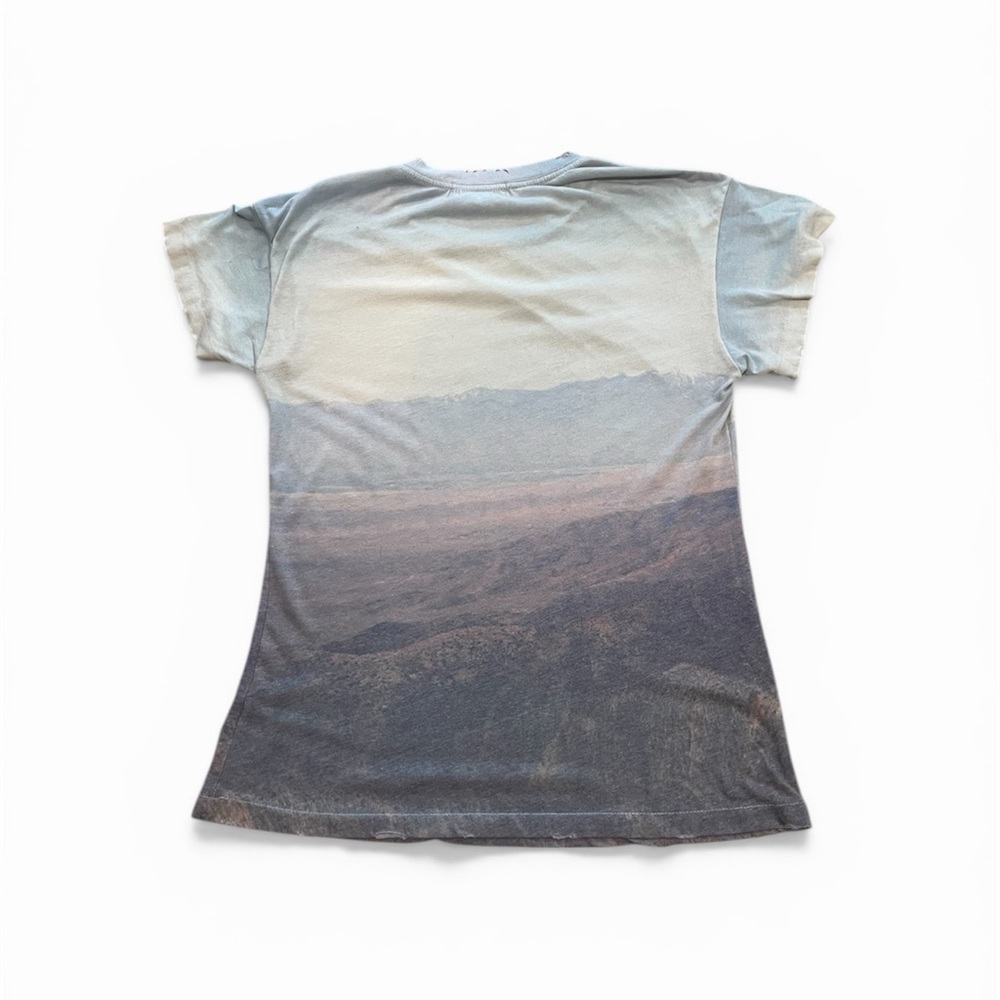Wildfox Pale Blue and Gray Skull Graphic Tee - Picture 2 of 2